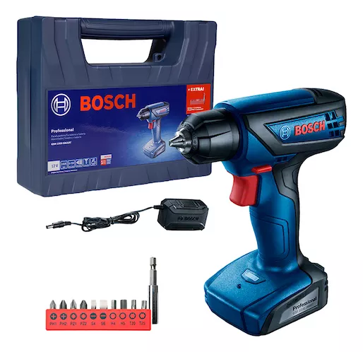 Taladro atornillador inalámbrico de 10mm Bosch GSR 1000 SMART 12V + 1 batería de 1.5Ah + accesorio con maletín