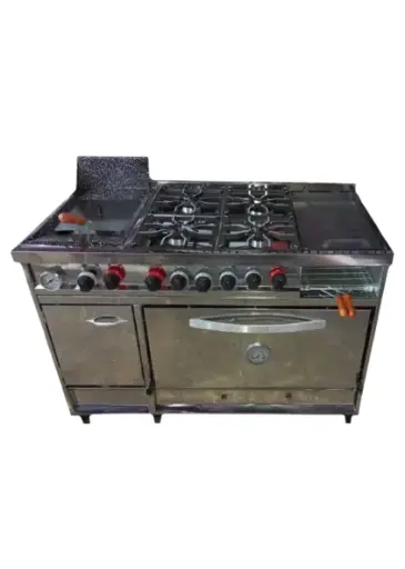 Cocina industrial 90-62-120 cm / horno,1 freidora, 4 hornallas y 1 plancha